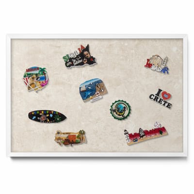 Tulup Magneetbord met Witte Frame - Romig Magneetbord met Ontwerpen - 60 cm x 40 cm - Elegante lichte steen - Magnetisch Bord Foto Bevestiging - Design Magneetbord met Frame - Magnetisch Bord Muurbevestiging