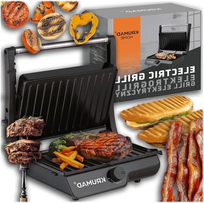 Contactgrill - Sandwichmaker Grill - Snelle Maaltijden - Antiaanbaklaag - 23.1 x 14.6 cm - Zwart