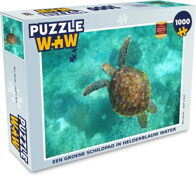 Puzzel Een groene schildpad in helderblauw water - Legpuzzel - Puzzel 1000 stukjes volwassenen