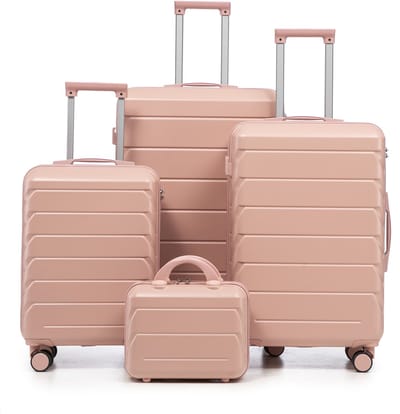 Reiskoffers Hardschalige Koffers - 4-Delige Koffer Set - Spinner Koffers - ABS Koffer - Krasbestendig - Waterdicht - Met Slot - Familie Vakantie - 14/19/24/28 Inch - 4 Stuks - Roze