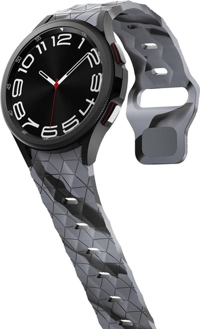 Siliconen bandje - geschikt voor Samsung Galaxy Watch 4 / Watch 4 Classic / Watch 5 / Watch 5 Pro / Watch 6 / Watch 6 Classic / Watch 7 / Watch FE - zwart-grijs