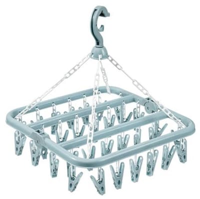 Multifunctioneel droogrek voor kleding, opvouwbaar sokkenrek met 32 clips voor ondergoed en babykleding