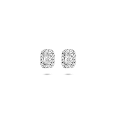 Zilveren gerhodineerde oorknoppen zirkonia 7 mm - 1341122