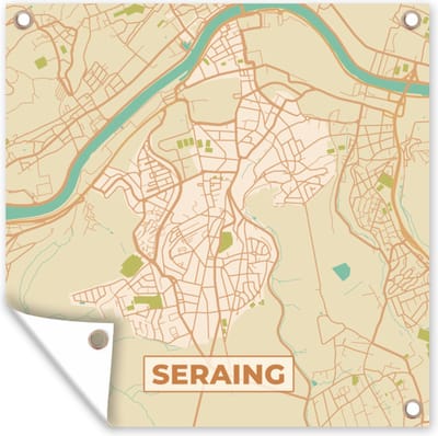 Tuin poster Vintage - Kaart - Seraing - Plattegrond - Stadskaart - 200x200 cm - Tuindoek