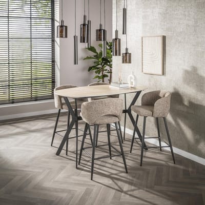 Dimehouse Archon Moderne Deens Ovaal Bartafel Keramiek Travertin 140 cm - 140 x 75 x 92 cm - Keramiek - Modern