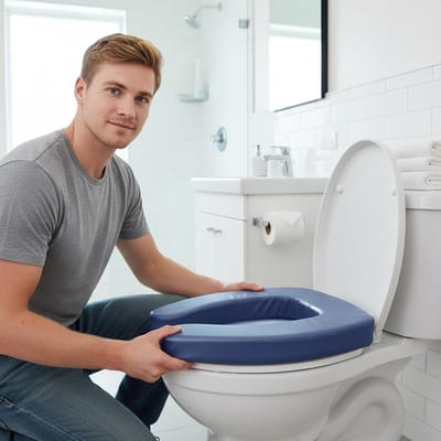 Toiletverhoger - Verhoogde zitting - Veiliger badkamergebruik - Waterdicht PVC leer - 5 cm hoogte - Grijs