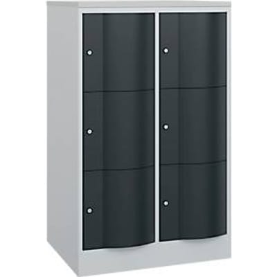 C+P Resisto lockerkast, 2 vakken, 6 vakken, B 772 x D 640 x H 1255 mm, antracietgrijs/lichtgrijs