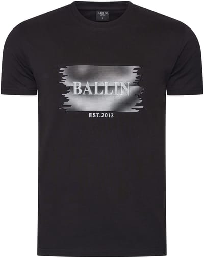 Heren Tee SS met Ballin Est. 2013 Placket Shirt Print - Zwart - Maat S