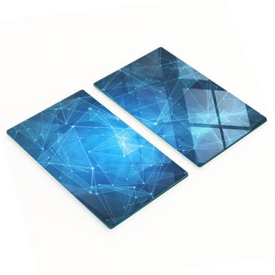 Keukenplanken van gehard glas met blauwe lijntekeningen, 2x30x52 cm