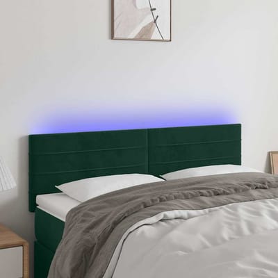 vidaXL - Hoofdbord - LED - 144x5x78/88 - cm - fluweel - donkergroen