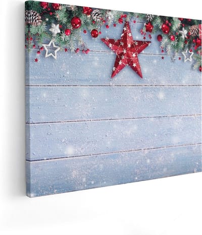 Artaza Canvas Schilderij Winterlandschap - 50x40 cm - Wanddecoratie Kerst - Muurdecoratie Sneeuw - Schilderijen Op Canvas