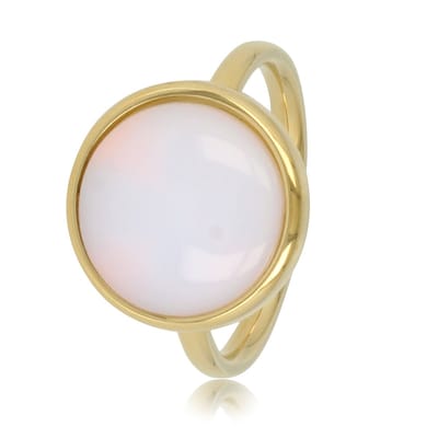 My Bendel - Ring Goudkleurig met White Quartz Edelsteen - Goudkleurige Ring - White Quartz Edelsteen - Hypoallergeen - met Luxe Cadeauverpakking | Sieraden Voor Dames | Maat 16.00 Mm / Maat 50