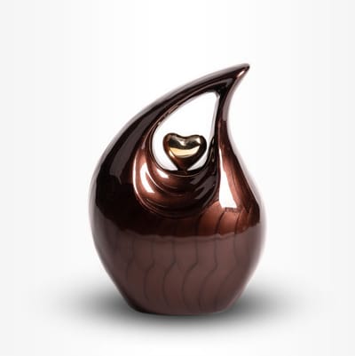 Teardrop Urn Middel 850 ml Bruin Goudkleurig - Urn voor Menselijke As - Crematie Urn voor As Volwassenen - Dieren Urn voor As Crematie - Urn Hond - Urn Kat
