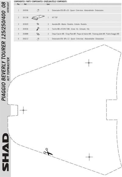 Support de top case Shad pour scooter Piaggio 400 Beverly Tourer V0TR18ST