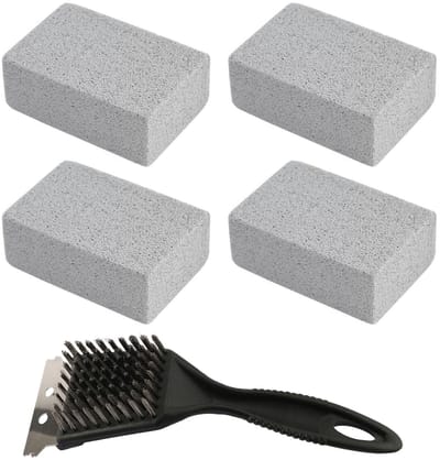 Dailygoods- Puimsteen Reinigingsblok 4 Stuks - Grillreinigingsborstel - Schuimglas - Lichtgewicht - Duurzaam - 10 x 7 x 3,5 cm