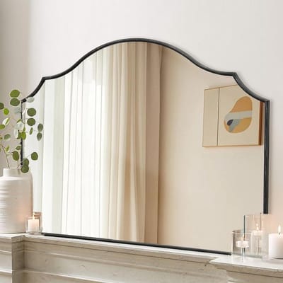 Grote zwarte geschulpte wandspiegel 100x75 cm voor woonkamer en hal