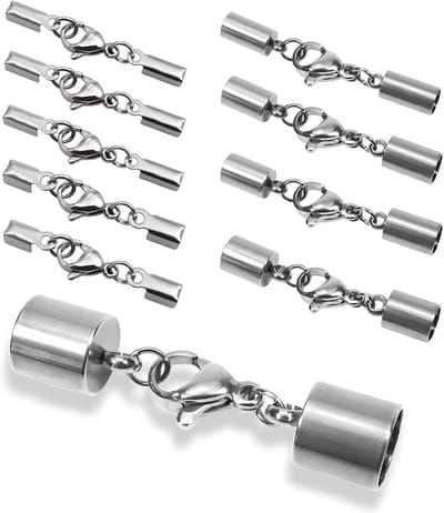 10 Stuks Kreeftsluitingen voor Armbanden van RVS 2 mm tot 6 mm met Zilveren Koordpunt voor Sieraden en Handwerken