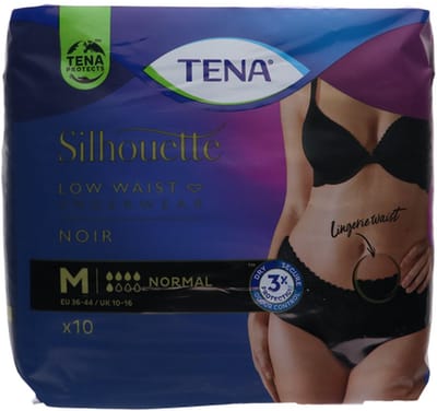 TENA SILHOUETTE NORMAL NOIR - LAGE TAILLE M- 4 x 10 stuks voordeelverpakking