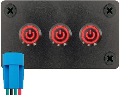 ProRide Metalen Drukschakelaars ON-OFF 220V - 12mm - Drievoudig inbouwpaneel - IP67 - LED indicatie Rood