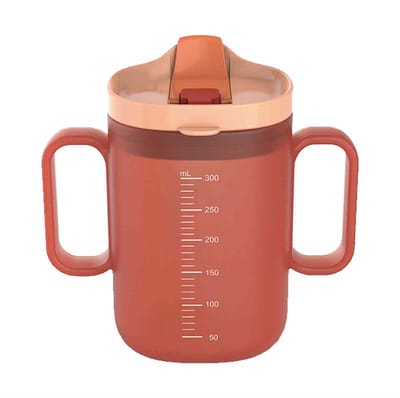 QTTVBTNA -Ouderen waterbeker, ouderen drinkbeker,300 ml waterfles met handvatten - Onlekbare beker, waterfles met deksel en rietje, waterbeker voor de ouderenzorg