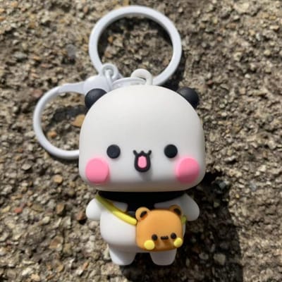Porte-clés Yier Panda Kawaii Poupée Bubu Dudu Figurine Anime Jouet Ornements à Suspendre sur Sac à Dos Pendentif Mignon Chaîne pour Téléphone Portable white
