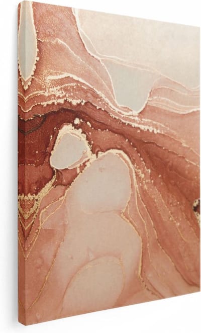 Artaza Canvas Schilderij Marmer Abstract - 30x40 cm - Klein - Muurdecoratie Woonkamer - Wanddecoratie Terracotta - Kamer Accessoires