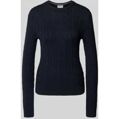 Gebreide pullover met kabelpatroon en ronde hals
