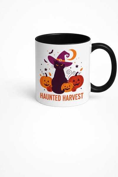 Halloween Mok - Haunted Harvest Kat Ontwerp | Unieke Koffiemok Cadeau