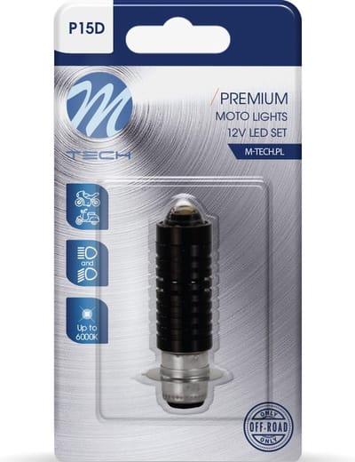 M-Tech LED - P15D 12V 2x 10W - Premium - Dimlicht geel / Grootlicht Wit