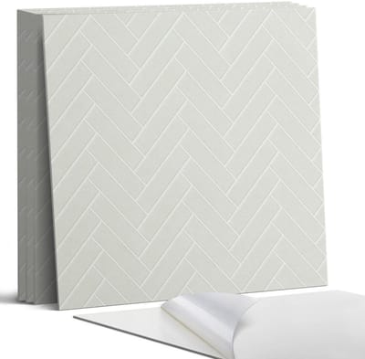 Coloray Wandpanelen Zelfklevend - Visgraatpatroon Zelfklevende Wandpanelen - 50 cm x 50 cm - Romig Wandpaneel PVC - 5 stuks - Texturen Wandpanelen Zelfklevend - Keuken Wandpanelen - Wandpanelen Badkamer