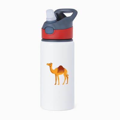 Hacebo® - Kamelen waterfles met rietje rood - Alpaca - Dieren liefhebbers - Dieren - dromedaris - water fles - 650ML