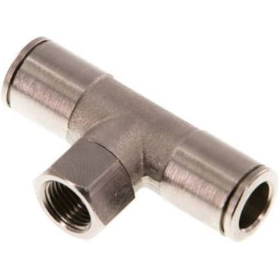 8mm x G1/8'' inline T-stuk Messing Insteekfitting Binnendraad Draaibaar NBR