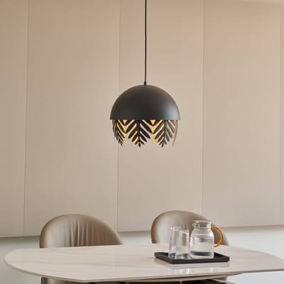 Lucande - hanglamp - 1licht - IJzer - H: 35 cm - E27 - zwart, goud