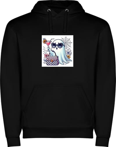 Zwarte unisex hoodie met “ Fancy Halloween“ Print Full Color merk Roly maat S