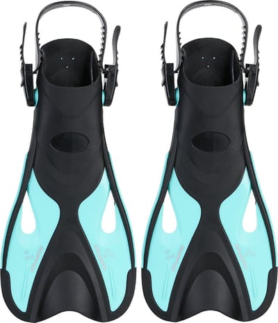 Atlantis Dolphin - Flippers - Zwemvliezen - Verstelbare Hielstrap - Voor Zwemmen & Snorkelen - Kinderen - Zwart/Turquoise - 30-36