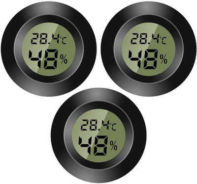 EXCITAT 3 stuks Hygrometer - Binnenthermometer - Mini - Digitale thermometer - Geschikt voor kamers, muziekkamers, kassen en magazijnen - Zwart