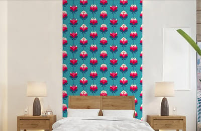 Behang - Fotobehang Patronen - Retro - Bloemen - Lelie - Breedte 120 cm x hoogte 240 cm