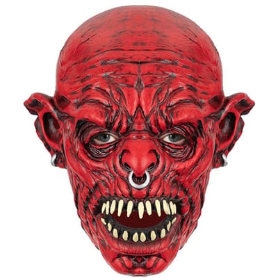 Rood duivel hoofddeksel, feest latex masker One size fits all adults rood