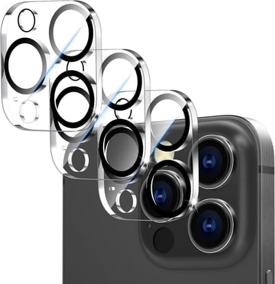 3 Packs Camera Bescherming voor iPhone 16 Pro en Pro Max, Schokbestendig en Krasbestendig, 9H Hardheid, Zonder Bubbels Tempered Glass Film, Zwart