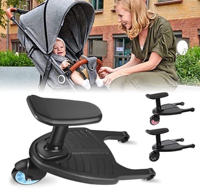 VIN® Meerijdplankje - Universeel - Meerijdplankje met zitje - Voor kinderwagen/buggy - Super handig!