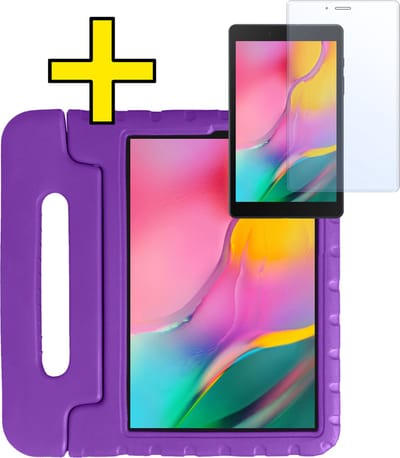 Hoes - Geschikt voor Samsung Galaxy Tab A 8.0 (2019) - Met Screenprotector - Kinderhoes Shockproof Bumper - Kidsproof Case - Tablet Hoesje - Kinder Hoesje Cover - Paars