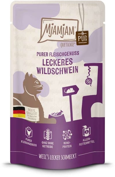 MjAMjAM Cat - Purer Fleischgenuss Pouchbeutel 12x125g | Wildschwein