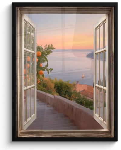Poster in lijst - Fotolijst 50x70 cm - Posters - Doorkijk - Uitzicht - Meer - Landschap - Posterlijst zwart - Decoratie - Wanddecoratie woonkamer - Muurdecoratie slaapkamer