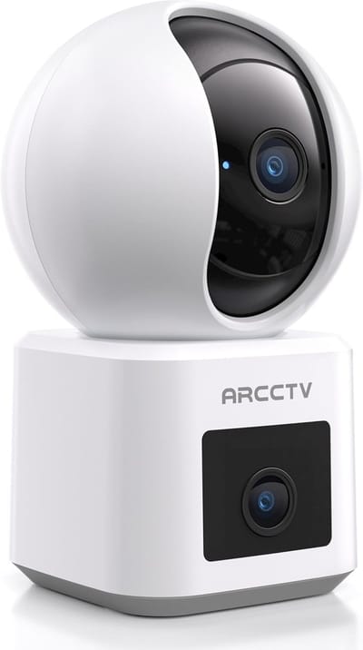 Dubbele Camera - Beveiligingscamera Systeem - Huisbewaking Thuis - 4MP Resolutie Beeld - Micro SD Opslag - Wit