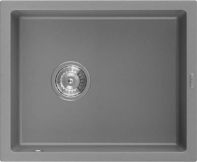Mexen Pedro granieten gootsteen 1-kamer 560 x 460 , grijs, sifon chroom - 6508561000-71