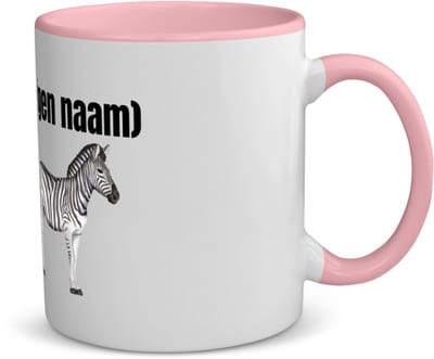 Akyol - zebra met eigen naam koffiemok - theemok - roze - Zebra - dieren liefhebber - iemand die houdt van zebra's - verjaardag - cadeau - kado - geschenk - 350 ML inhoud