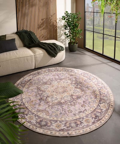 Rond vintage buitenkleed - Valenca Fino paars/roze 115