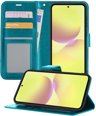 Hoesje - Met Pasjeshouder - Geschikt voor Samsung Galaxy A36 - Luxe Bookcase Portemonee - Flip Case - Kunstleer Book Case - Flipcase - Book Cover - Walletcase - Portemonneehoes - Telefoonhoesjes - Turquoise