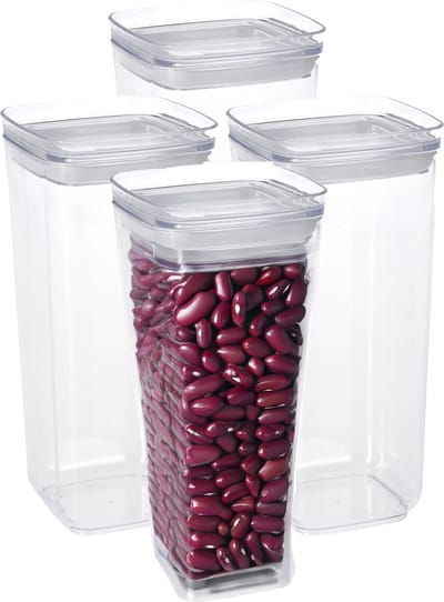 Excellent Houseware Voorraadpot - 4x - met deksel - 1,7L - kunststof - transparant - voorraadbus
