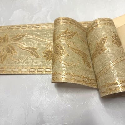 creme goud rand textiel gebreide design bladeren 7582/A